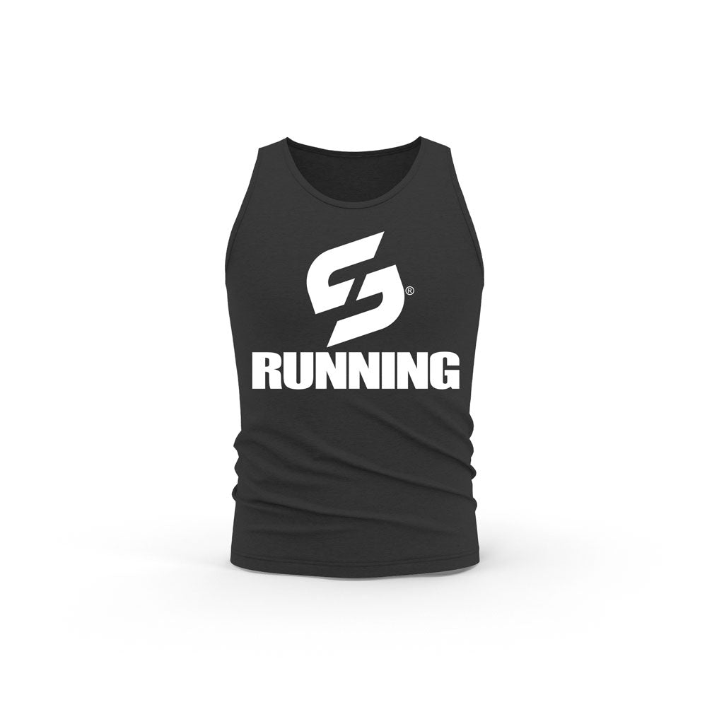 STRONG WORK TANK TOP IN ORGANIC COTTON "RUNNING" FOR MEN - BLACK