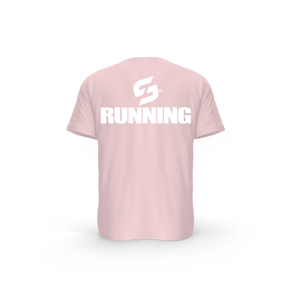 STRONG WORK SHORT SLEEVE T-SHIRT IN ORGANIC COTTON "RUNNING" FOR WOMEN - COTTON PINK BACK VIEW