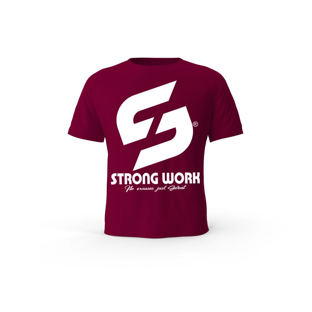 Strong Work Sensation organic cotton short sleeve T-shirt for men - BURGUNDY