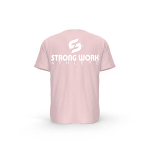 STRONG WORK SHORT SLEEVE T-SHIRT IN ORGANIC COTTON "ATHLETE" FOR WOMEN - COTTON PINK BACK VIEW