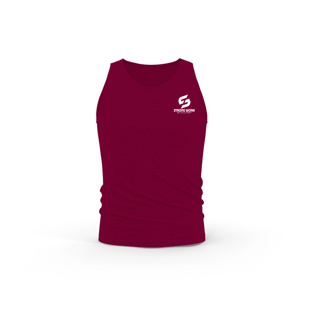 STRONG WORK CLASSIC ORGANIC COTTON TANK TOP FOR WOMEN - BURGUNDY