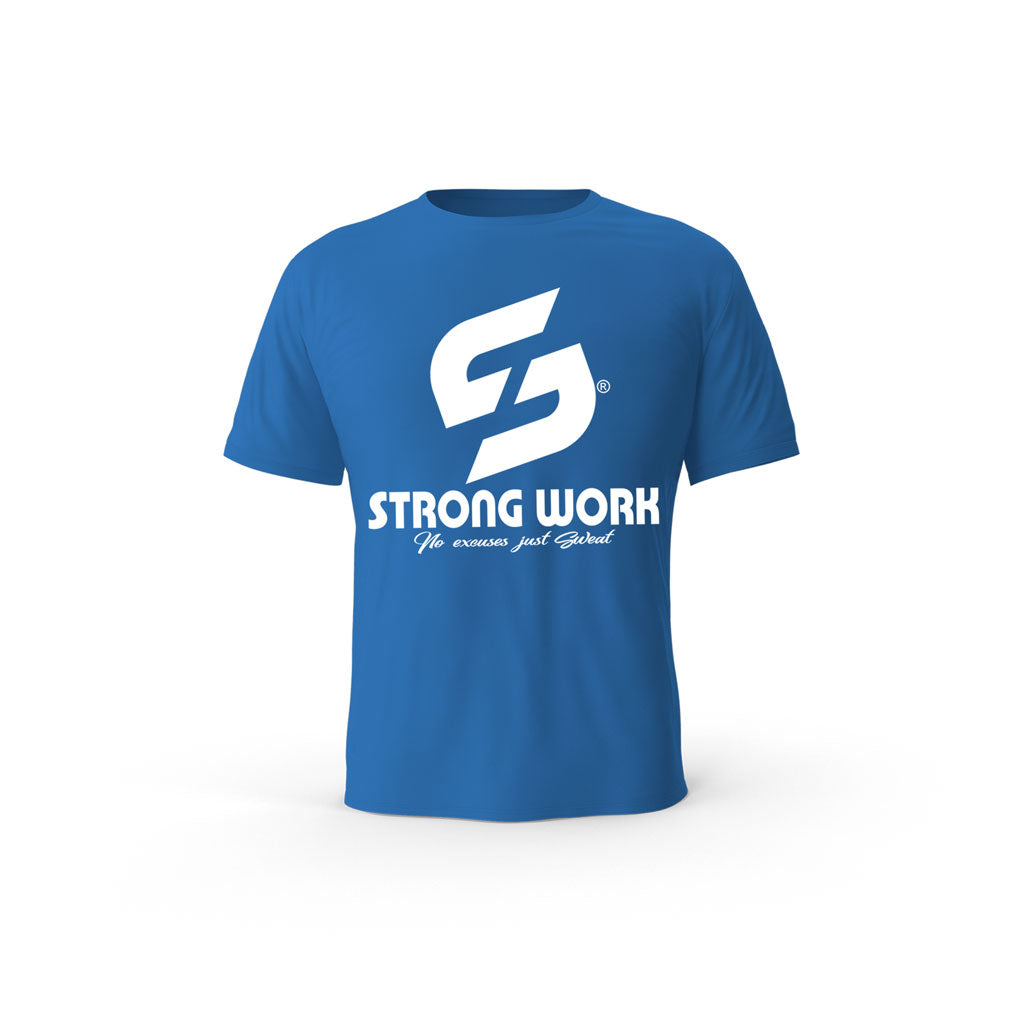 STRONG WORK SHORT SLEEVE T-SHIRT IN ORGANIC COTTON "EVERYDAY IS TRAINING DAY" FOR MEN - ROYAL BLUE
