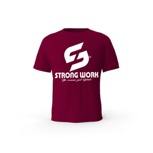 STRONG WORK SHORT SLEEVE T-SHIRT IN ORGANIC COTTON "EVERYDAY IS TRAINING DAY" FOR MEN - BURGUNDY