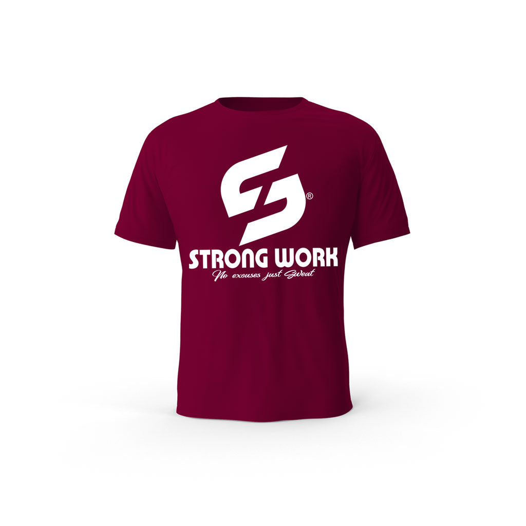 STRONG WORK SHORT SLEEVE T-SHIRT IN ORGANIC COTTON "ONE MORE" FOR MEN - BURGUNDY