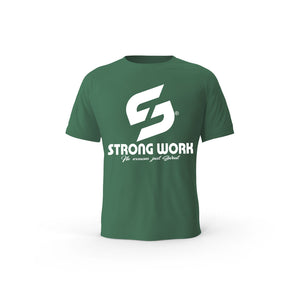 STRONG WORK SHORT SLEEVE T-SHIRT IN ORGANIC COTTON "I DON'T HAVE TIME FOR REGRETS JUST FOR WORKOUT" FOR WOMEN - BOTTLE GREEN