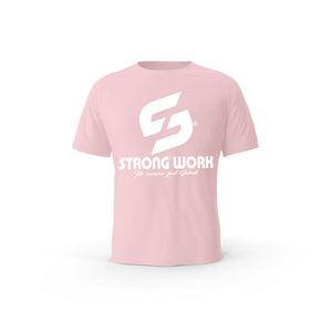 STRONG WORK SHORT SLEEVE T-SHIRT IN ORGANIC COTTON "I DON'T HAVE TIME FOR REGRETS JUST FOR WORKOUT" FOR WOMEN - COTTON PINK