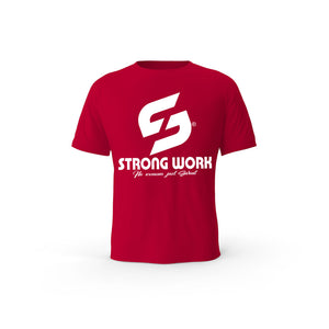 STRONG WORK SHORT SLEEVE T-SHIRT IN ORGANIC COTTON "GIVING UP IS NOT AN OPTION FOR ME" FOR MEN - RED