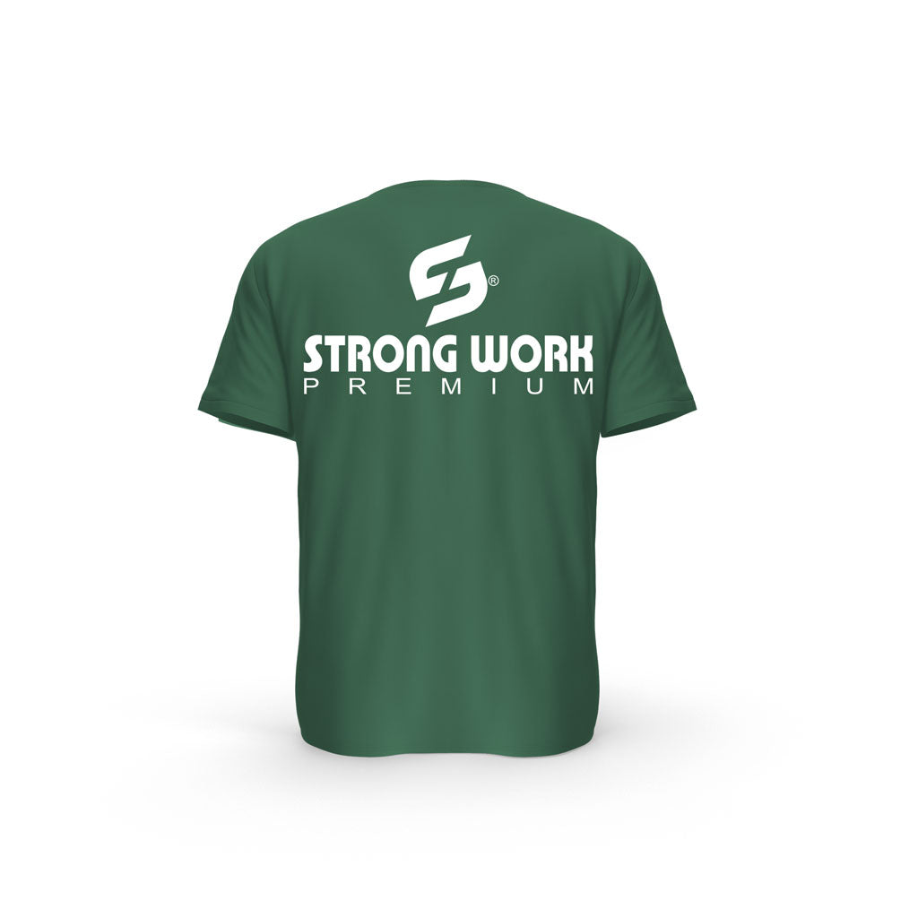 Strong Work PREMIUM EDITION organic cotton short sleeve T-shirt for women - BOTTLE GREEN BACK VIEW