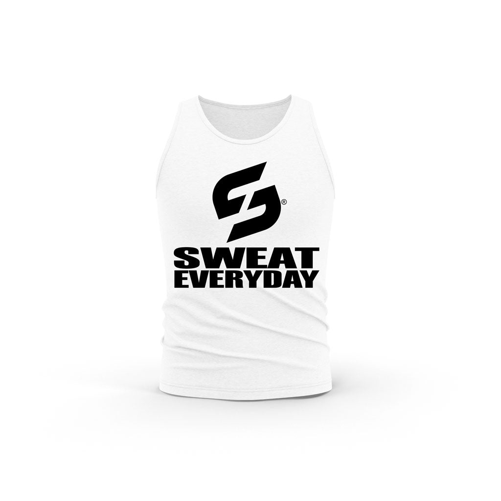 STRONG WORK TANK TOP IN ORGANIC COTTON "SWEAT EVERYDAY" FOR MEN - WHITE