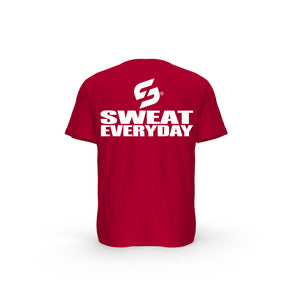 STRONG WORK SHORT SLEEVE T-SHIRT IN ORGANIC COTTON "SWEAT EVERYDAY" FOR MEN - RED BACK VIEW