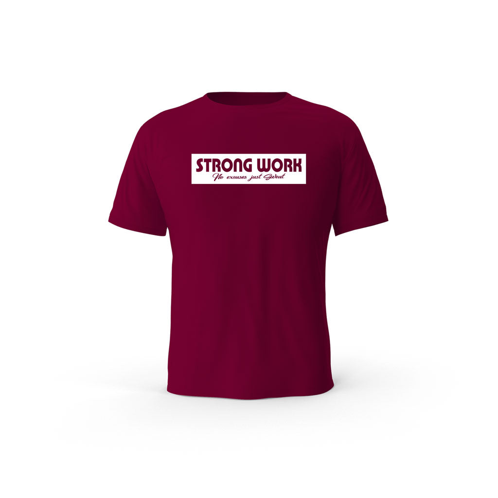 Strong Work Tenacity organic cotton short sleeve T-shirt for men - BURGUNDY