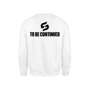 STRONG WORK SWEATSHIRT IN ORGANIC COTTON "TO BE CONTINUED" FOR MEN - WHITE BACK VIEW