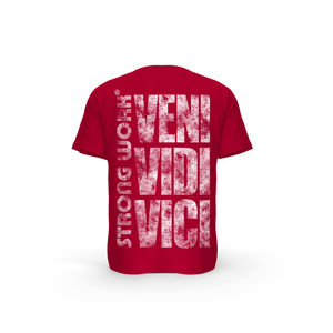 STRONG WORK SHORT SLEEVE T-SHIRT IN ORGANIC COTTON "GRUNGE/VENI VIDI VICI" FOR MEN - RED BACK VIEW