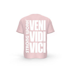 STRONG WORK SHORT SLEEVE T-SHIRT IN ORGANIC COTTON "VENI VIDI VICI" FOR MEN - COTTON PINK BACK VIEW